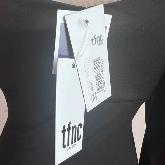 TFNC London Asymmetrical Puff Sleeve Bodycon Little Black Dress, Size Small - Picture 7 of 10